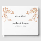 Beige bloemenbruiloft gastenboek (Voorkant)