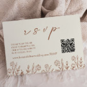 Beige bloemenbruiloft RSVP | QR-code behuizing Kaa Notitiekaartje