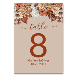 Beige bloemendecor herfst tafelnummer