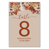 Beige bloemendecor herfst tafelnummer (Achterkant)