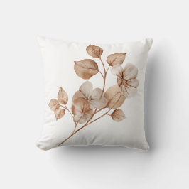 Beige Bloemengeworpen Kussenhoes, Minimaal Botanis Kussen
