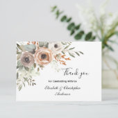 Beige Bloemengroen Botanische bruiloft Dank u (Staand voorkant)