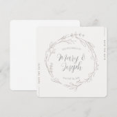 Beige bloemenkrans Trouw 'Save the Date' kaart (Voorkant / Achterkant)