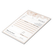 Beige Bloemenlijn Kleine Bedrijven Factuur Sjabloo Notitieblok (Schuin)