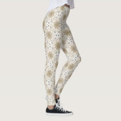 Beige bloemenmandala cirkel batik patroon leggings (Rechts)
