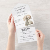 Beige Bloemenmetselaar Alles in één bruiloft uitno All In One Uitnodiging (Afscheurbaar)