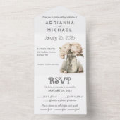 Beige Bloemenmetselaar Alles in één bruiloft uitno All In One Uitnodiging (Binnen)