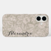 Beige  bloemenprint monogram Case-Mate iPhone case (Achterkant (horizontaal))