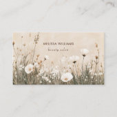 Beige Bloemenprint Visitekaartje (Voorkant)