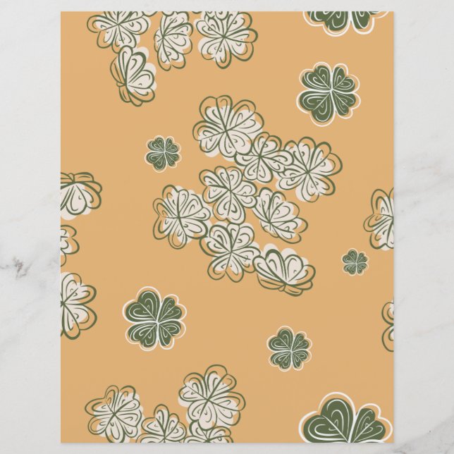 Beige Bloemig Scrapbook Papiervel (Voorkant)