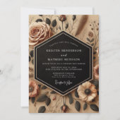 Beige Bloemige Herfst Romantische Bruiloft Kaart (Voorkant)