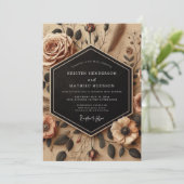 Beige Bloemige Herfst Romantische Bruiloft Kaart (Staand voorkant)