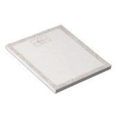 Beige Bloemlijn Kunst, Aangepast Monogram Hond Kat Notitieblok (Schuin)
