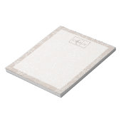 Beige Bloemlijn Kunst, Aangepast Monogram Hond Kat Notitieblok (Linkerzijde)