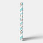 beige bloempatroon op mint met witte strepen Case-Mate iPhone case (Achterkant / Rechts)