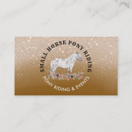 Beige bloempony paardrijtrainer paard bruin visitekaartje