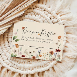 Beige Bloemrijke Luierloterij Baby Shower Kaart Notitiekaartje
