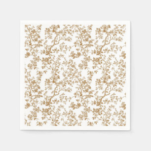 Beige Bloemstengels Cocktail Papieren Servetten