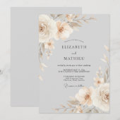 Beige Bloemstuk Bruiloft Kaart (Voorkant / Achterkant)