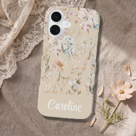 Beige Bloemstuk Persoonlijk iPhone 16 Hoesje