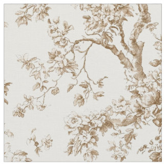 Beige Bloesemtak Toile Patroon Stof