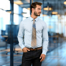 Beige Blue Abstract Glass Stip Pattern Stropdas