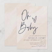 Beige & Blue Aesthetic Modern Baby shower Kaart (Voorkant / Achterkant)