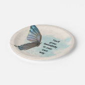 Beige Blue Butterfly 7-inch Bord rond papier (Gekanteld)