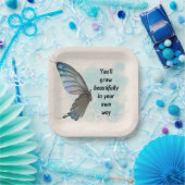 Beige Blue  Butterfly 7-inch Square Paper Bord (Feest)