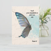 Beige Blue  Butterfly Invitation card. Kaart (Staand voorkant)
