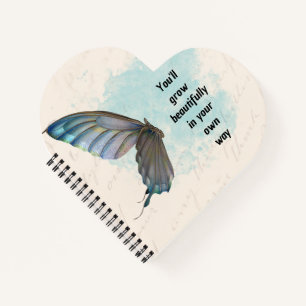 Beige Blue  Butterfly Spiral Notitieboek