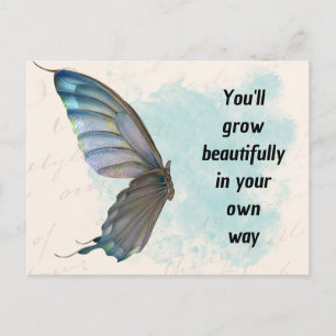 Beige Blue  Butterfly Standard Briefkaart