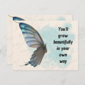 Beige Blue  Butterfly Standard Briefkaart (Voorkant / Achterkant)