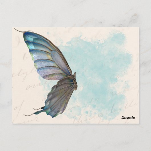 Beige Blue  Butterfly Standard Briefkaart (Achterkant)