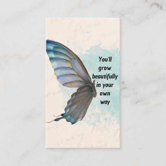 Beige Blue  Butterfly Visitekaartje (Voorkant)