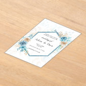 Beige blue Elegant Floral Wedding Acryl Uitnodigingen (Laagn)