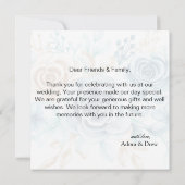 Beige blue Elegant Floral Wedding Bedankkaart (Achterkant)