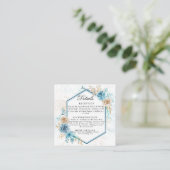Beige blue Elegant Floral Wedding Informatiekaartje (Staand voorkant)