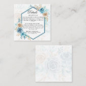 Beige blue Elegant Floral Wedding Informatiekaartje (Voorkant / Achterkant)