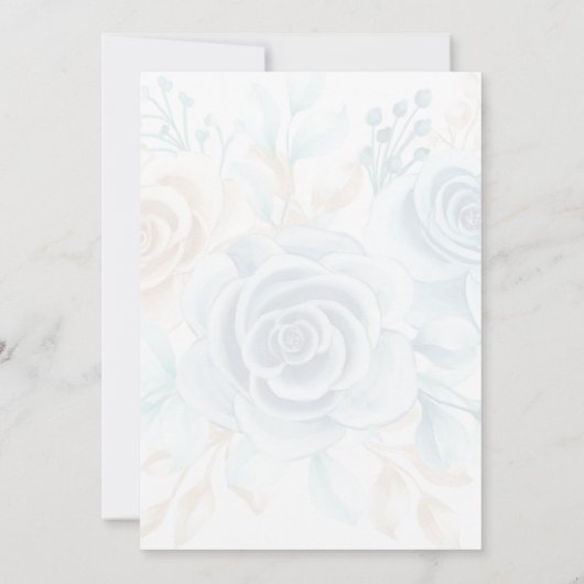 Beige blue Elegant Floral Wedding Kaart (Achterkant)