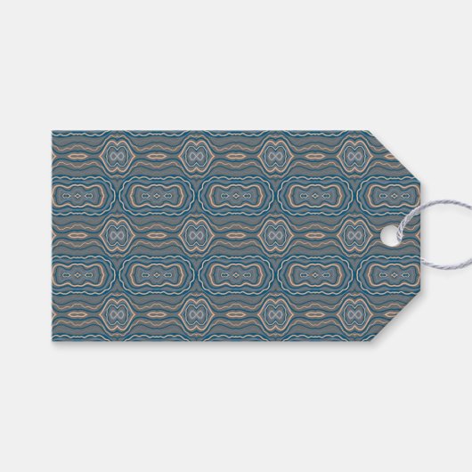 Beige Blue en Grey Alternative Pattern Design Cadeaulabel (Voorkant (Horizontaal))