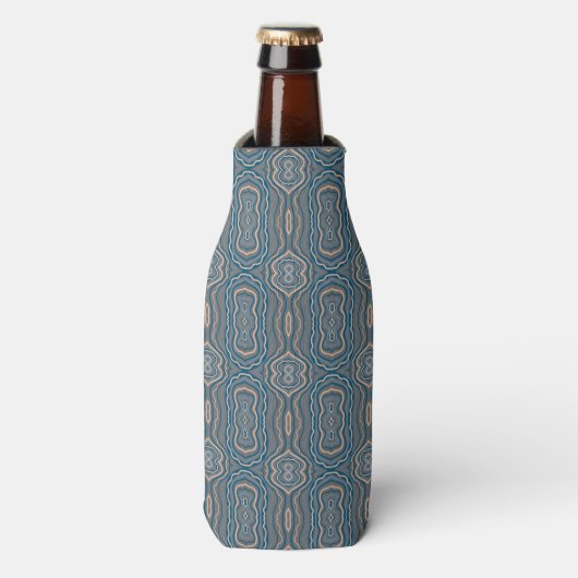 Beige Blue en Grey Alternative Pattern Design Flesjeskoeler (Fles Voorkant)