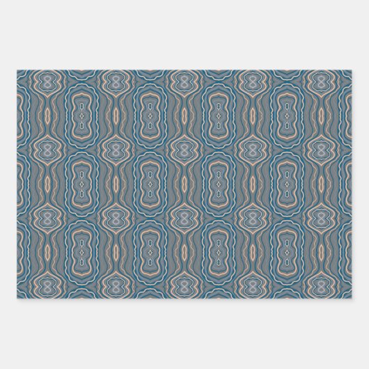 Beige Blue en Grey Alternative Pattern Design Inpakpapier Vel (Voorkant 2)