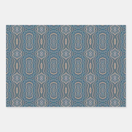 Beige Blue en Grey Alternative Pattern Design Inpakpapier Vel (Voorkant)