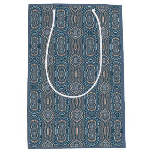 Beige Blue en Grey Alternative Pattern Design Medium Cadeauzakje (Voorkant)