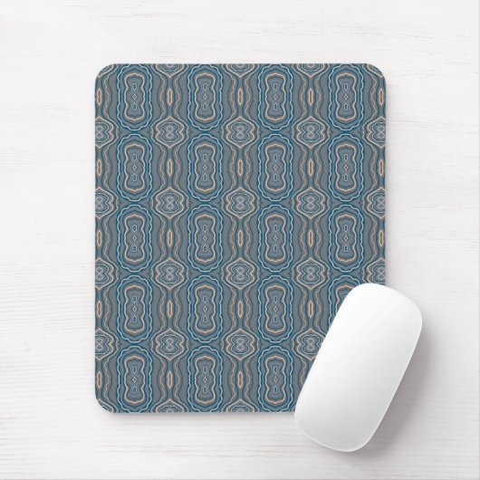 Beige Blue en Grey Alternative Pattern Design Muismat (Met muis)