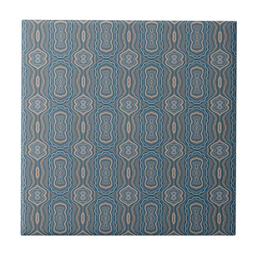 Beige Blue en Grey Alternative Pattern Design Tegeltje (Voorkant)