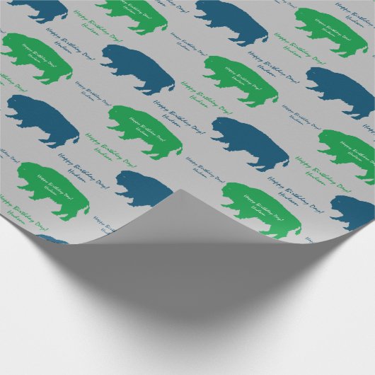 Beige Blue Green Rustic Buffalo Aangepaste kleuren Cadeaupapier (Hoek)