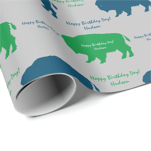 Beige Blue Green Rustic Buffalo Aangepaste kleuren Cadeaupapier (Rol Hoek)