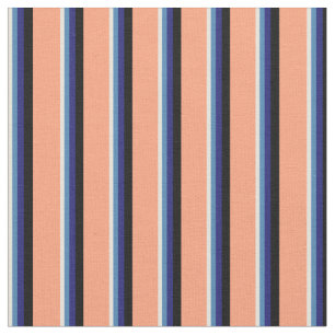 Beige, Blue, Midnight Blue, Black & Light Salmon Stof